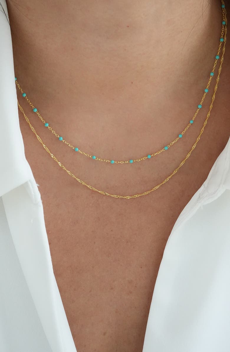 Argento Vivo Sterling Silver Layered 18K Gold Plate Sterling Silver Singapore Chain Necklace, Alternate, color, Gold