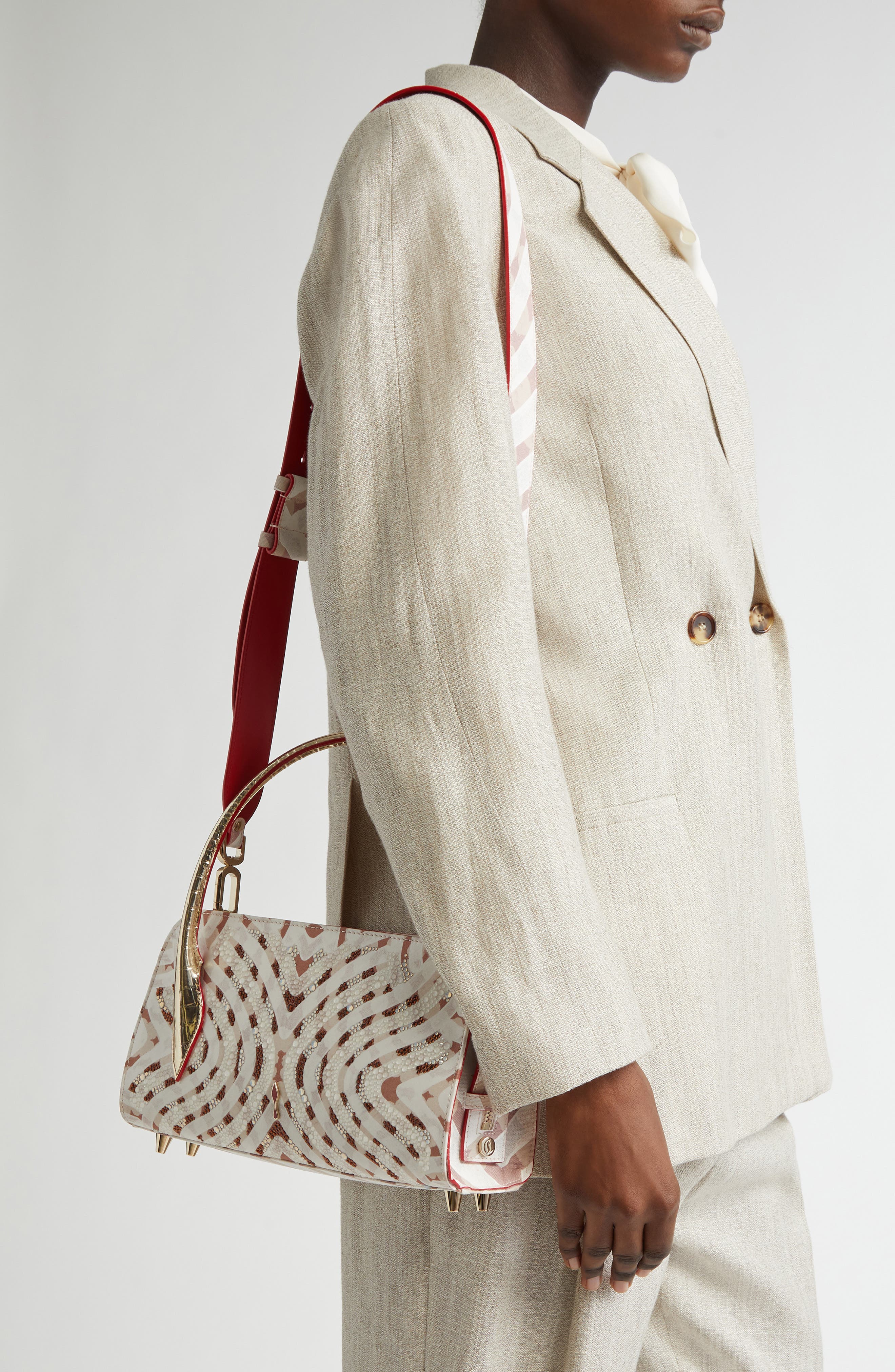 Christian Louboutin Eloise Gaagal Grommets Baguette Bag, Alternate, color, Multi Leche