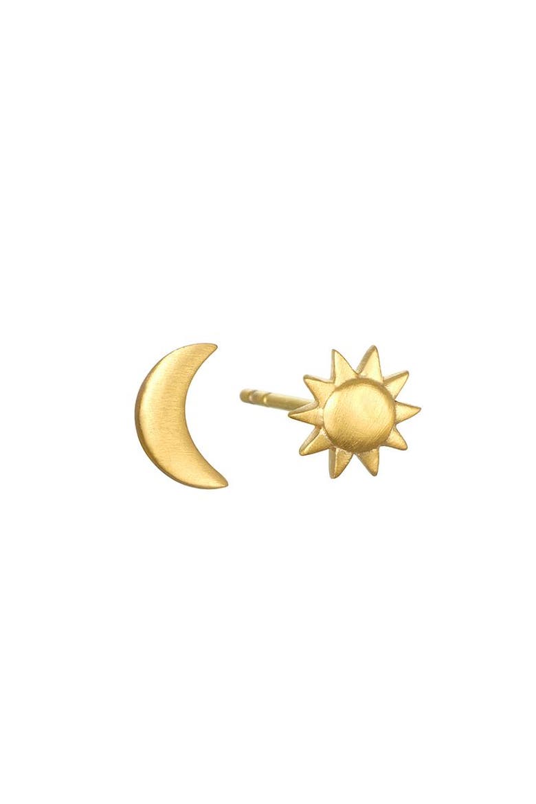 Celestial Light Moon and Sun Stud Earrings, Main, color, Gold