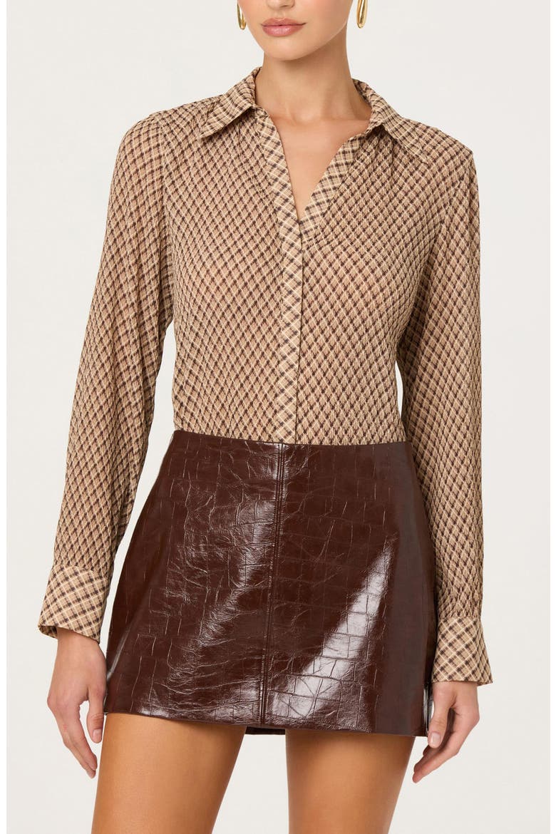 Laurel Button-Up Shirt, Alternate, color, BROWN PLAID
