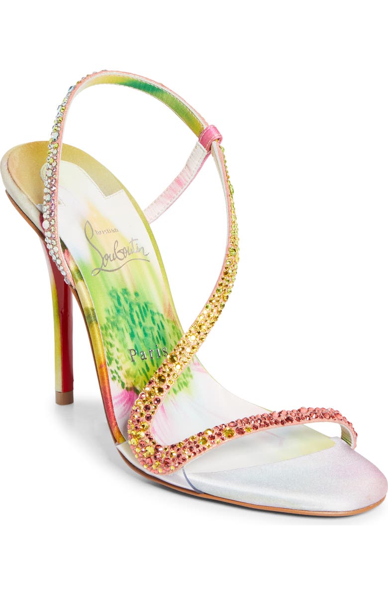 Christian Louboutin Rosa Z Crystal Embellished Slingback Sandal, Main, color, Yellow Multi