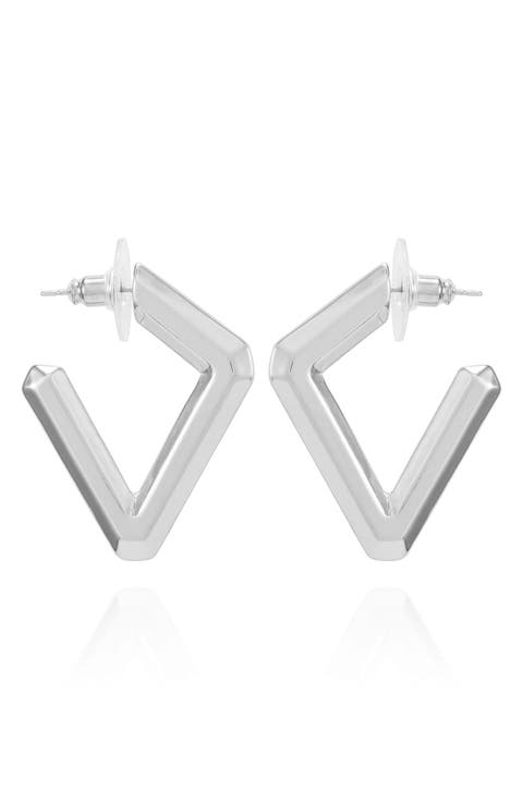 Diamond Shape Hoop Earrings