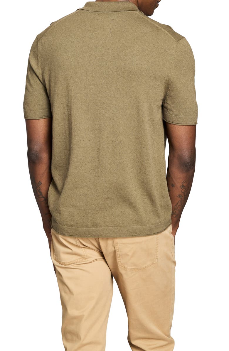 Billy Reid Cotton & Linen Blend Polo, Alternate, color, Olive