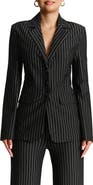 Naked Wardrobe Drama Shoulder Pinstripe Blazer