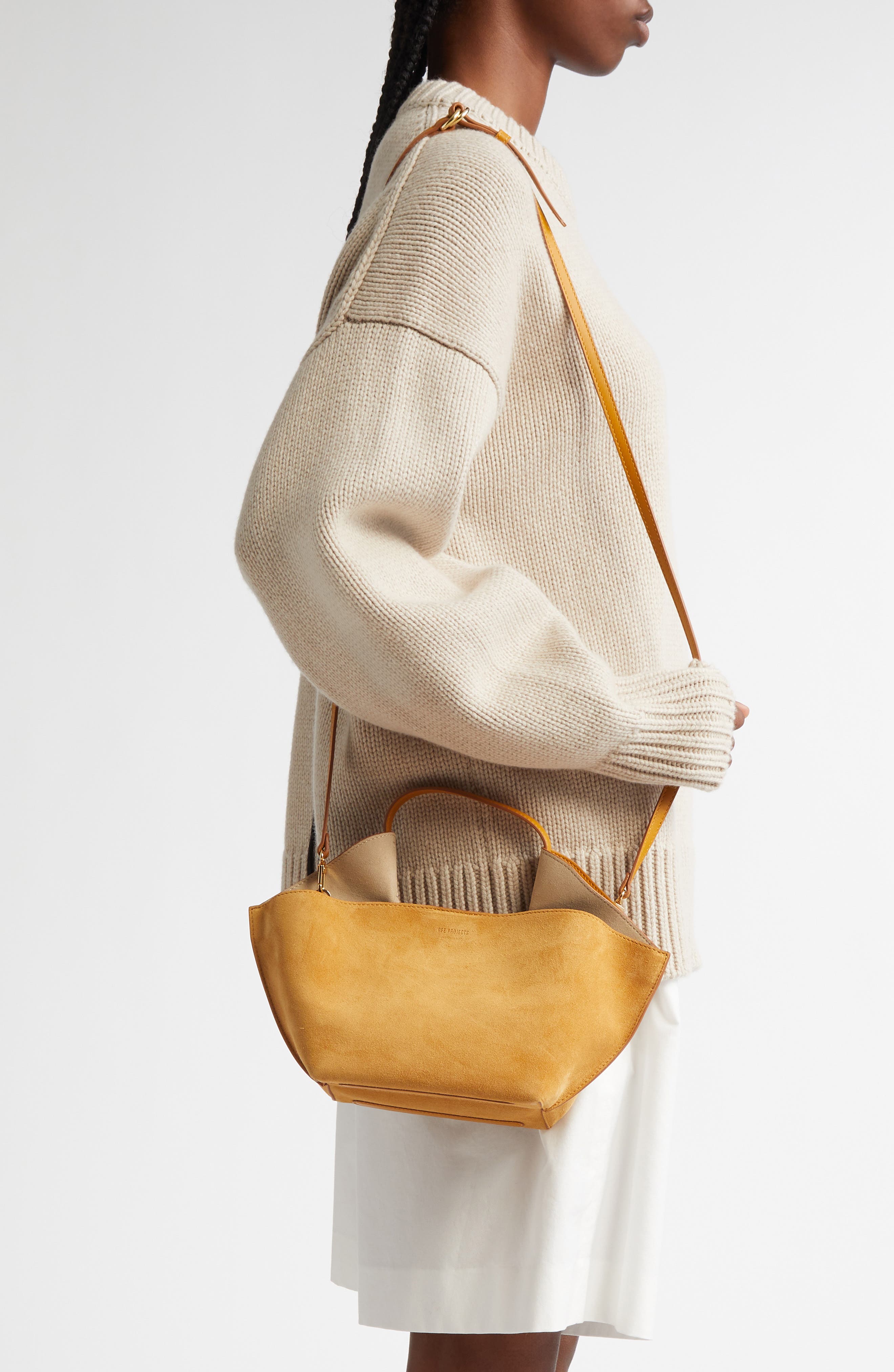 Ree Projects Mini Ann Suede Tote, Alternate, color, Ochre