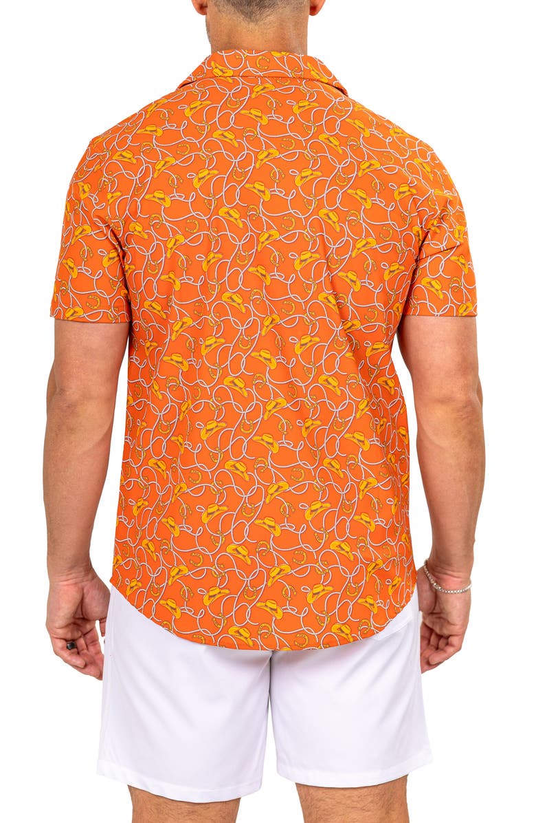 Maceoo Marthy Orange Camp Shirt, Alternate, color, 