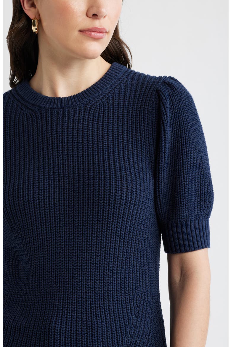 Elbow Sleeve Cotton Sweater, Alternate, color, NAVY STILL