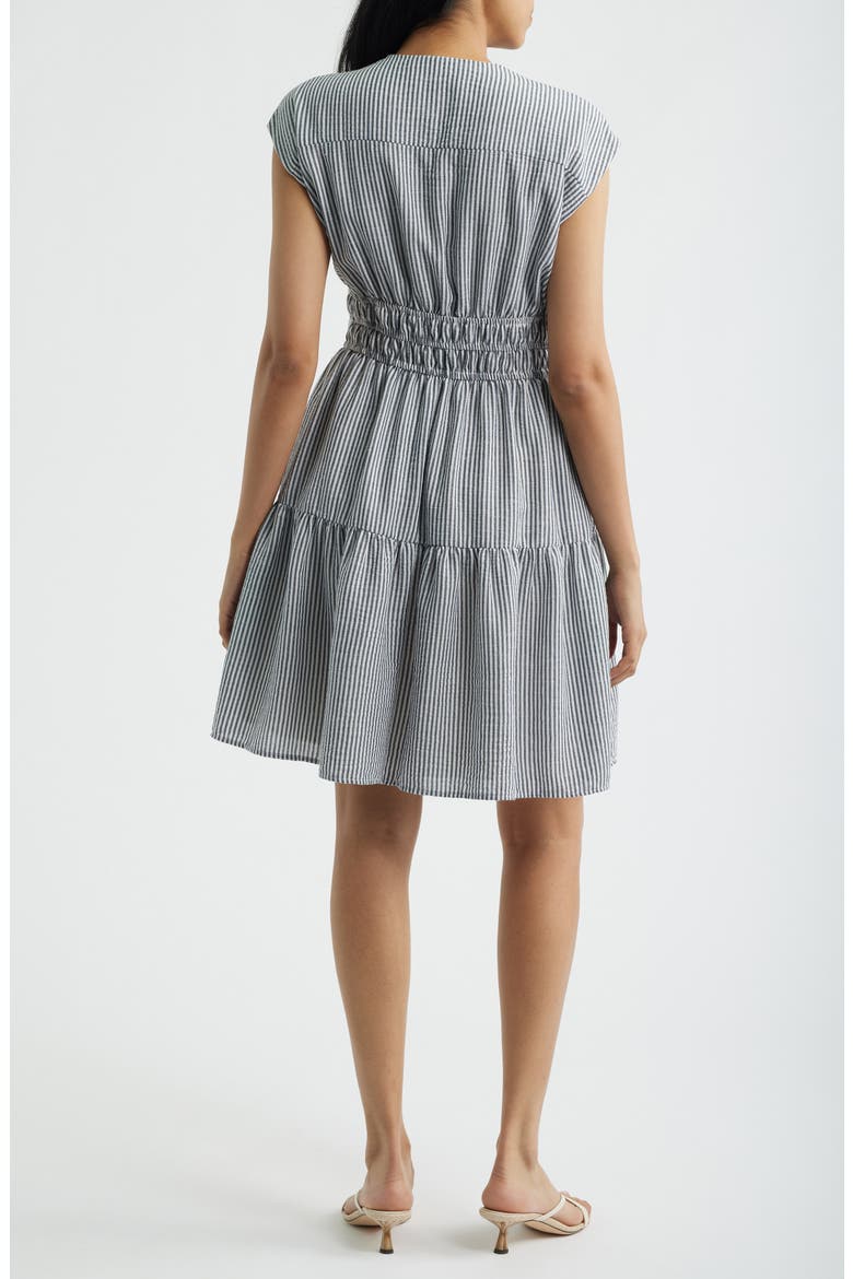 Tiered Stripe Seersucker Dress, Alternate, color, NAVY MULTI
