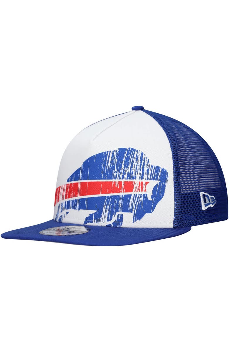 New Era Men's New Era White/Royal Buffalo Bills Distressed 9FIFTY A-Frame Snapback Hat, Main, color, White