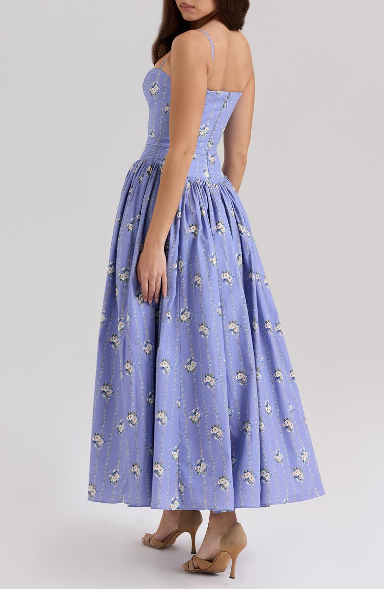 HOUSE OF CB Ysabella Floral Maxi Sundress, Alternate, color, Daisy Stripe Blue