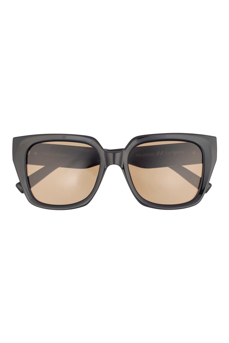 The Illusion 54mm Polarized Square Sunglasses, Main, color, BLACK / BROWN MONO POLARIZED