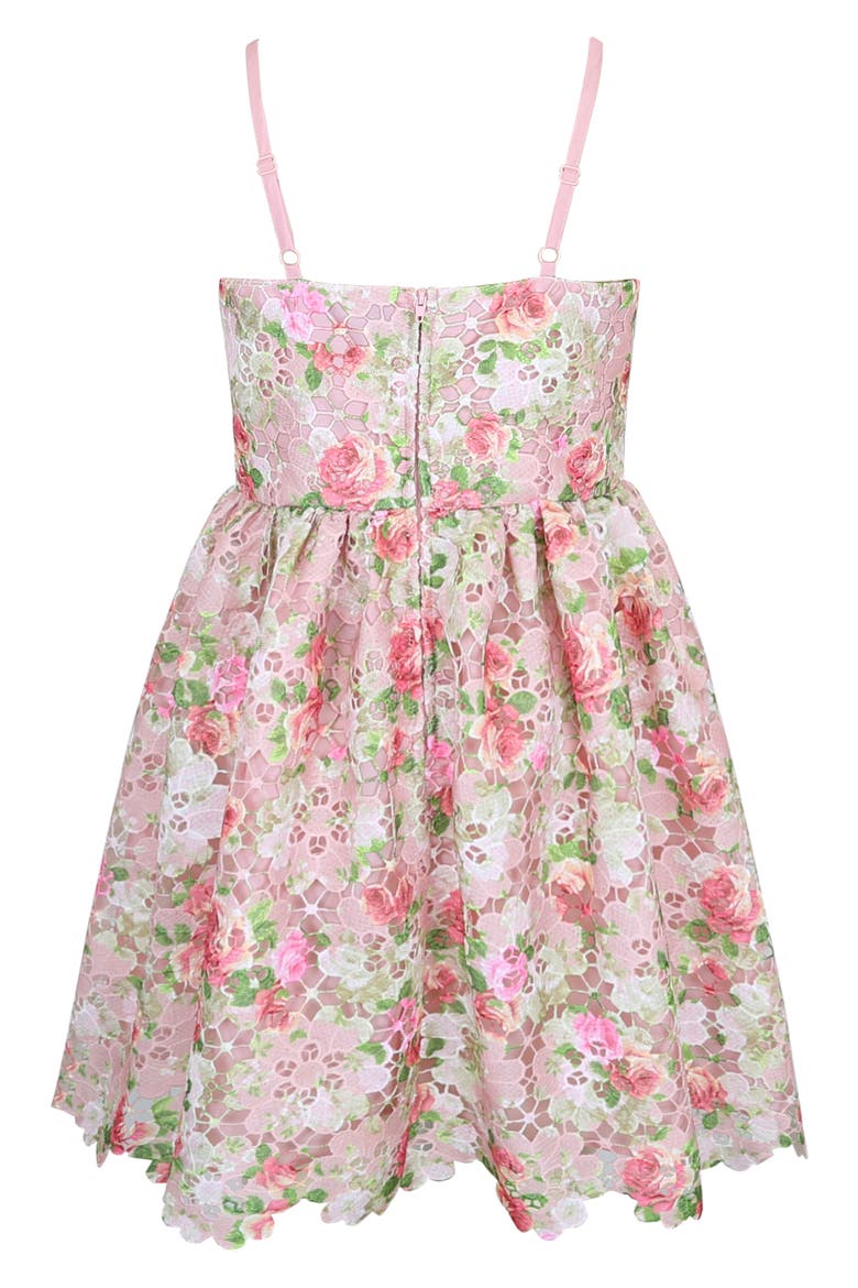 Kids' Printed Lace Scallop Hem Party Dress, Alternate, color, PINK MULTI