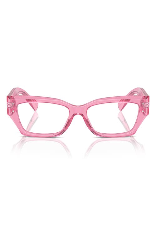 Dolce & Gabbana Dolce&gabbana 53mm Rectangular Reading Glasses In Transparent Pink