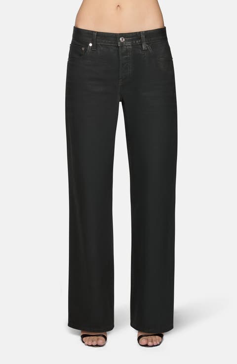Low Rise Baggy Coated Straight Leg Jeans