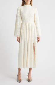 Sister Jane Reel Embellished Long Sleeve Maxi Dres