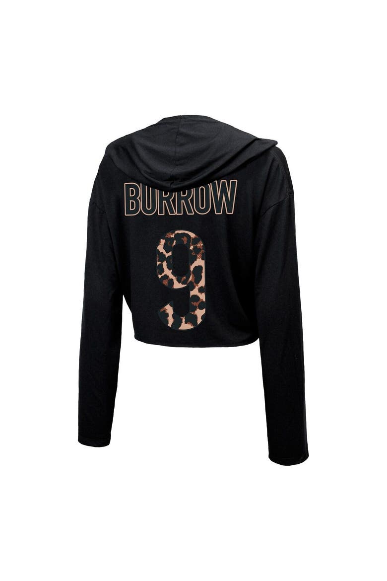 Women's Majestic Threads Joe Burrow Black Cincinnati Bengals Leopard Player Name & Number Long Sleeve Cropped Hoodie, Alternate, color, Black