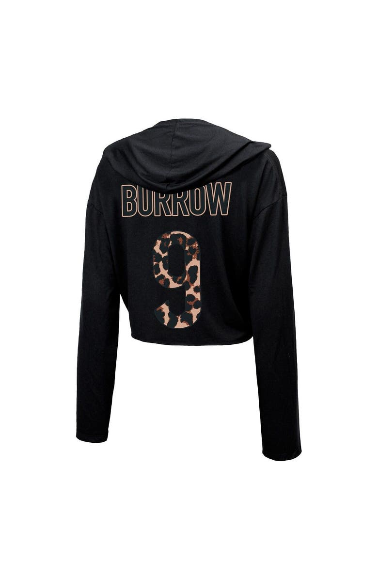Majestic Threads Women's Majestic Threads Joe Burrow Black Cincinnati Bengals Leopard Player Name & Number Long Sleeve Cropped Hoodie, Alternate, color, Black