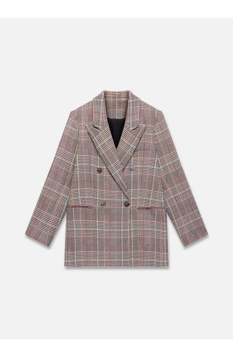 MINT VELVET Checked Double Breasted Blazer, Alternate, color, Brown
