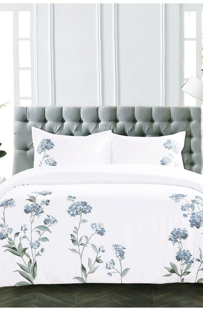 MELANGE HOME Hydrangea Embroidered Duvet Set, Alternate, color, White