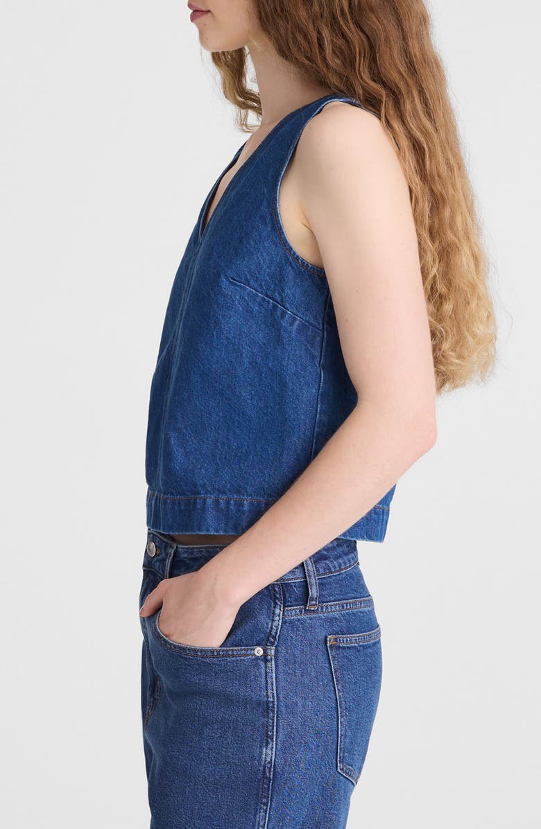 Madewell Denim V-Neck Shell, Alternate, color, Marina Blue