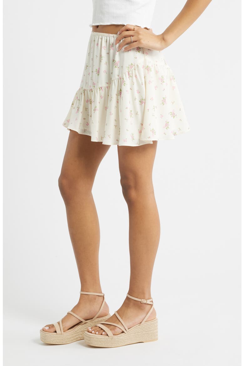 Chiffon Miniskirt, Alternate, color, IVORY- OLIVE FIELD FLOWERS