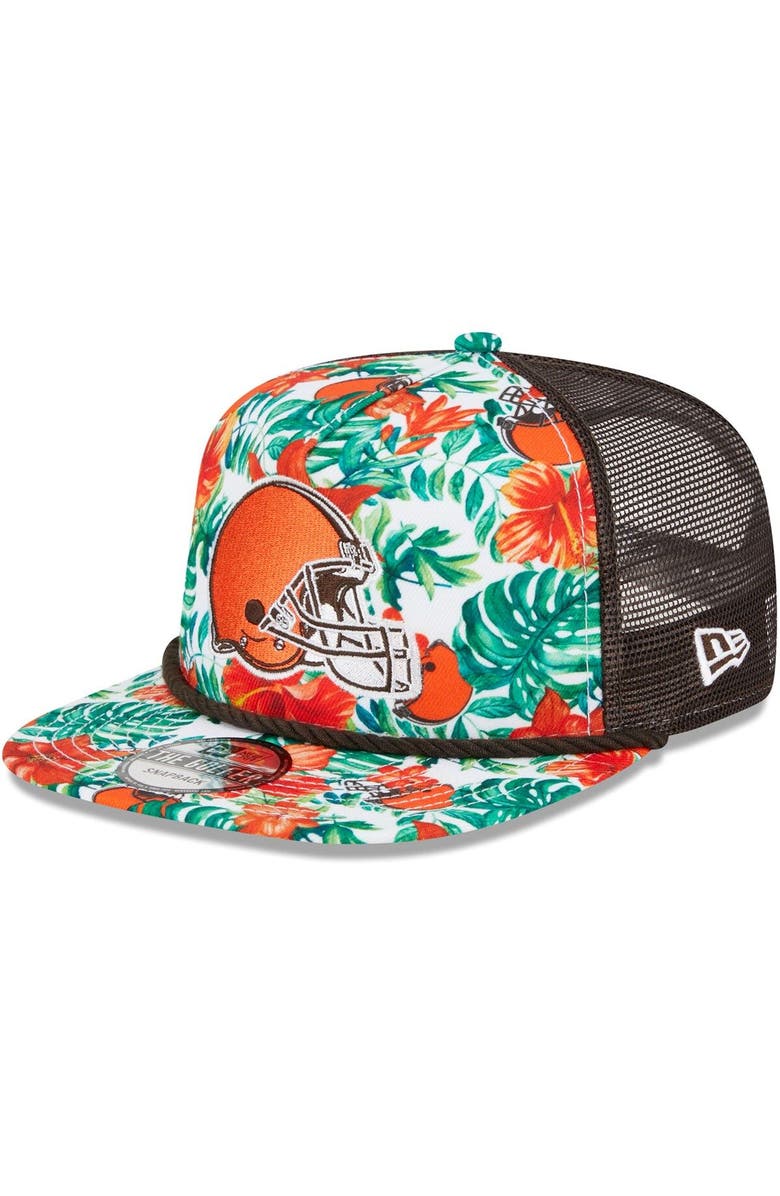 New Era Men's New Era White Cleveland Browns Botanical 9FIFTY Snapback Hat, Main, color, 