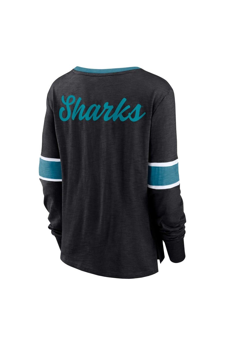 FANATICS Women's Fanatics Branded Black San Jose Sharks Effervescent Exclusive Lace-Up Long Sleeve T-Shirt, Alternate, color, 