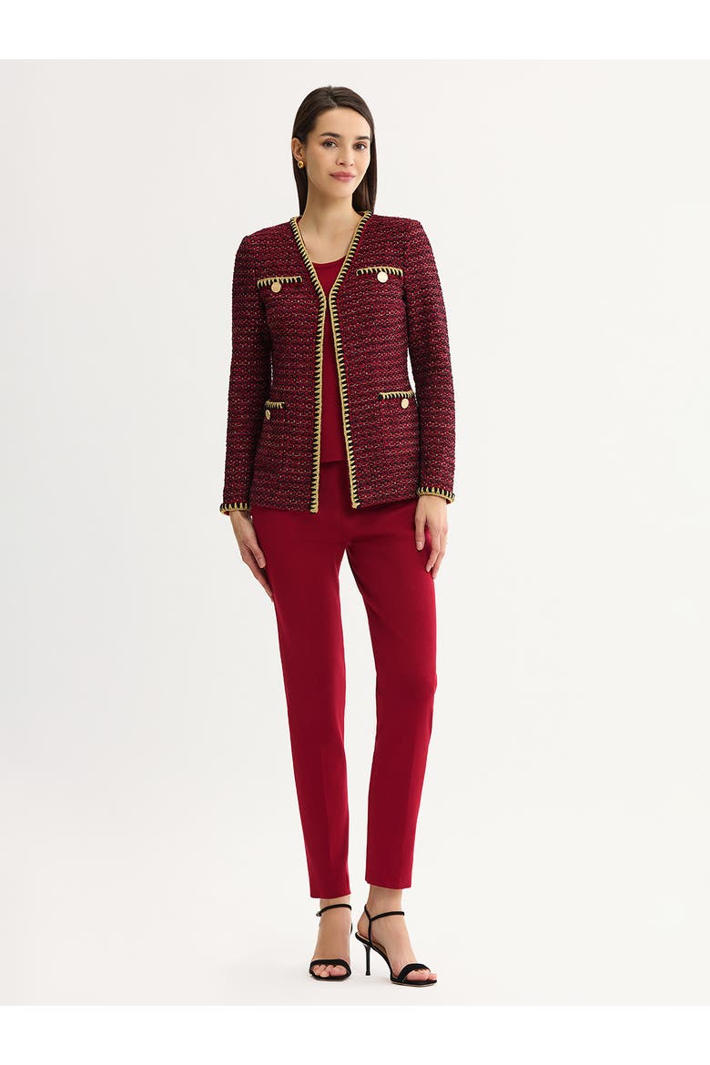 Heritage Trim Tweed Knit Jacket, Alternate, color, Scarlet Red/Black/Gold Lurex