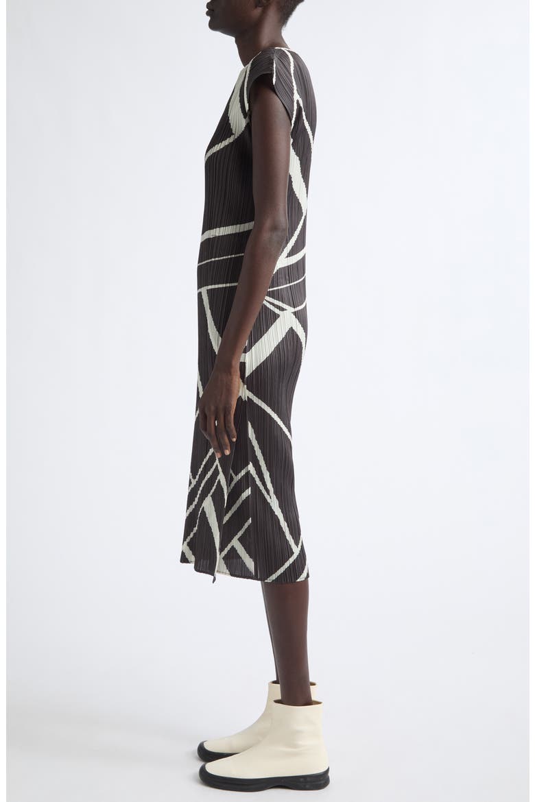 Fold Line Pleated Midi Dress, Alternate, color, CHARCOAL