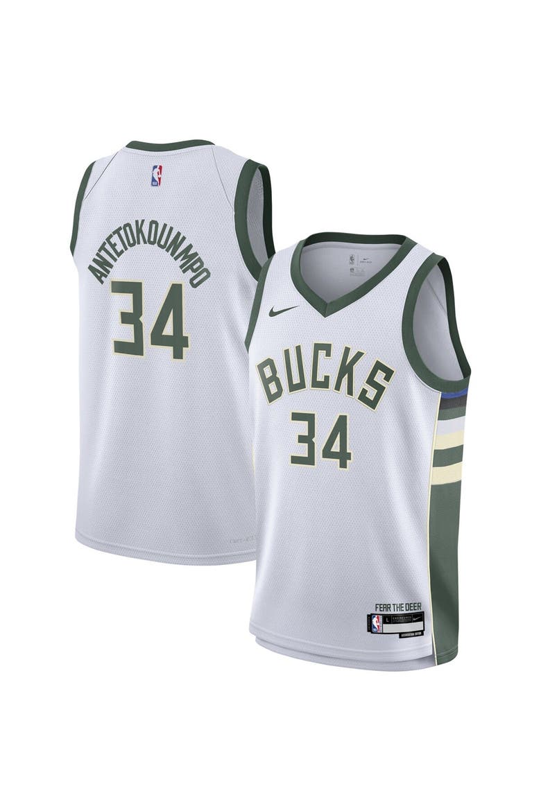 Youth Nike Giannis Antetokounmpo White Milwaukee Bucks Swingman Jersey - Association Edition, Main, color, White