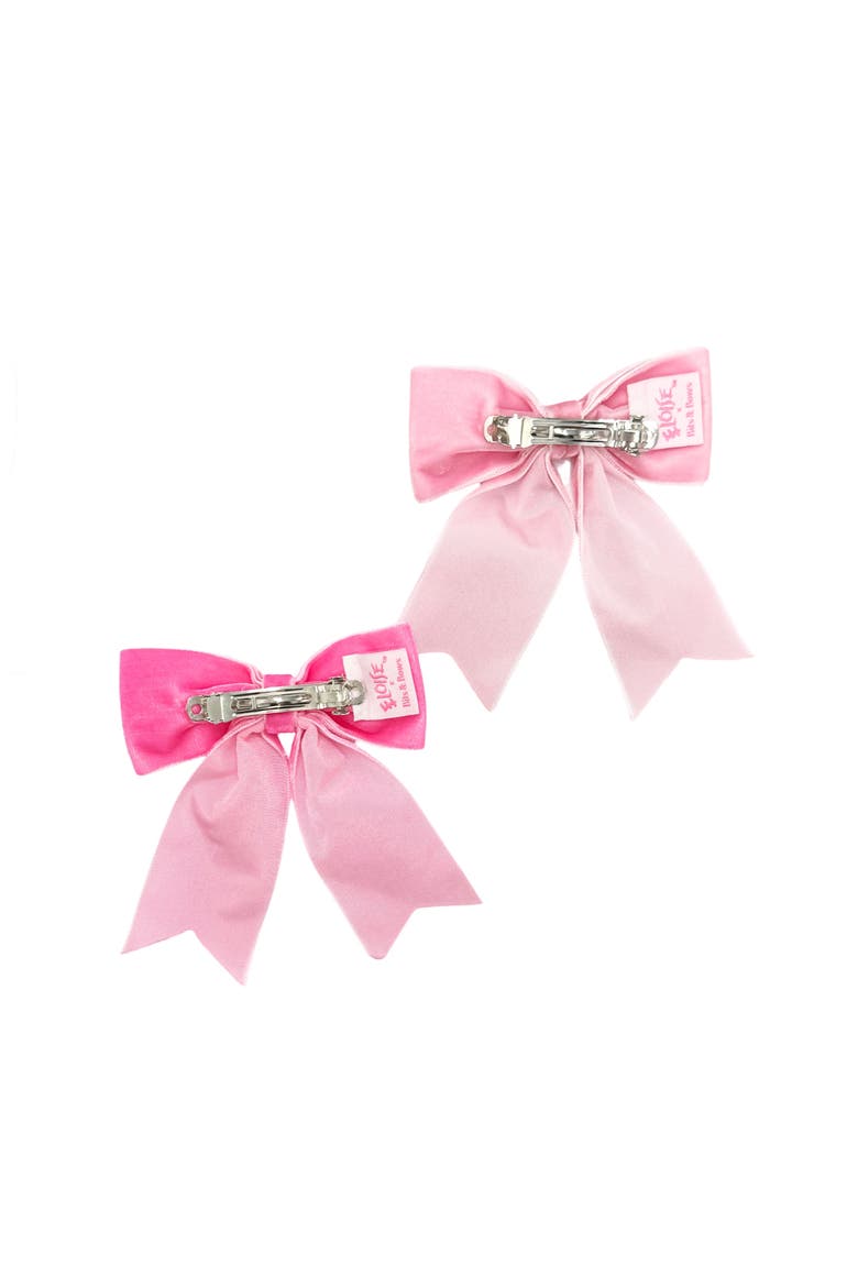 Eloise Velvet Hair Bow Barrette Set, Alternate, color, Pink and Hot Pink