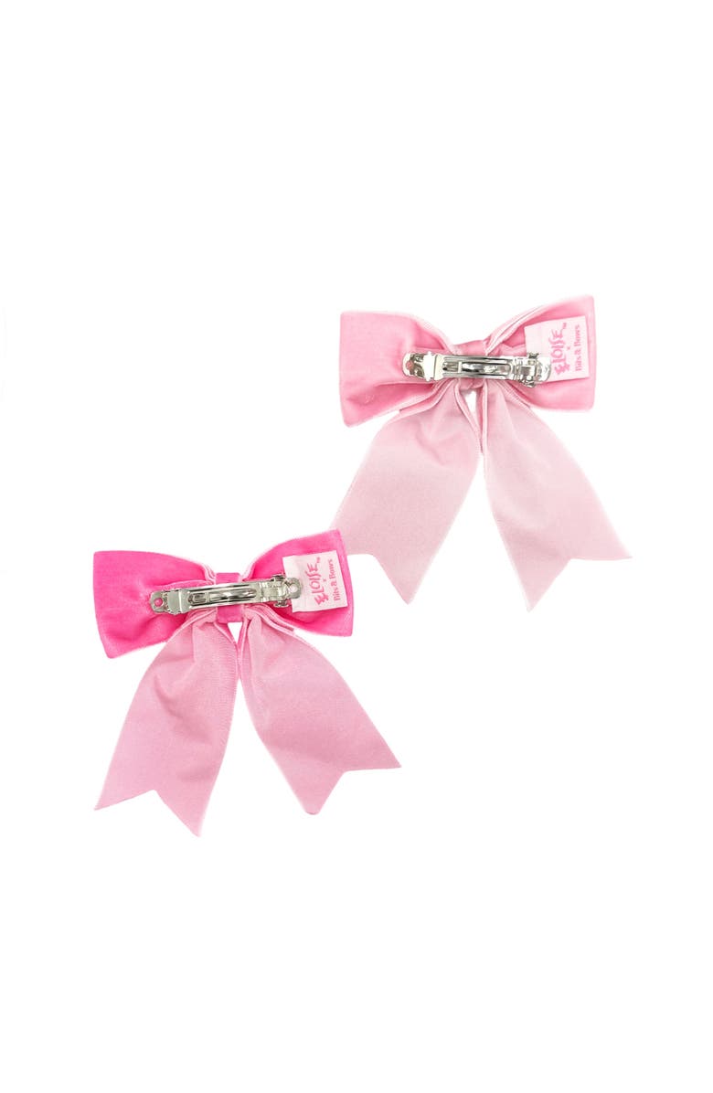Bits & Bows Eloise Velvet Hair Bow Barrette Set, Alternate, color, Pink And Hot Pink