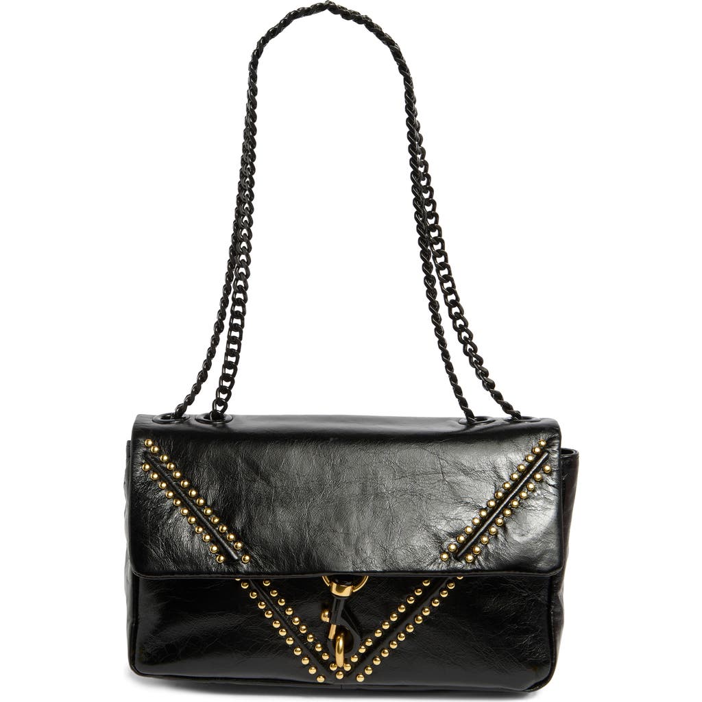 Rebecca Minkoff Edie Medium Studded Leather Crossbody Bag In Black