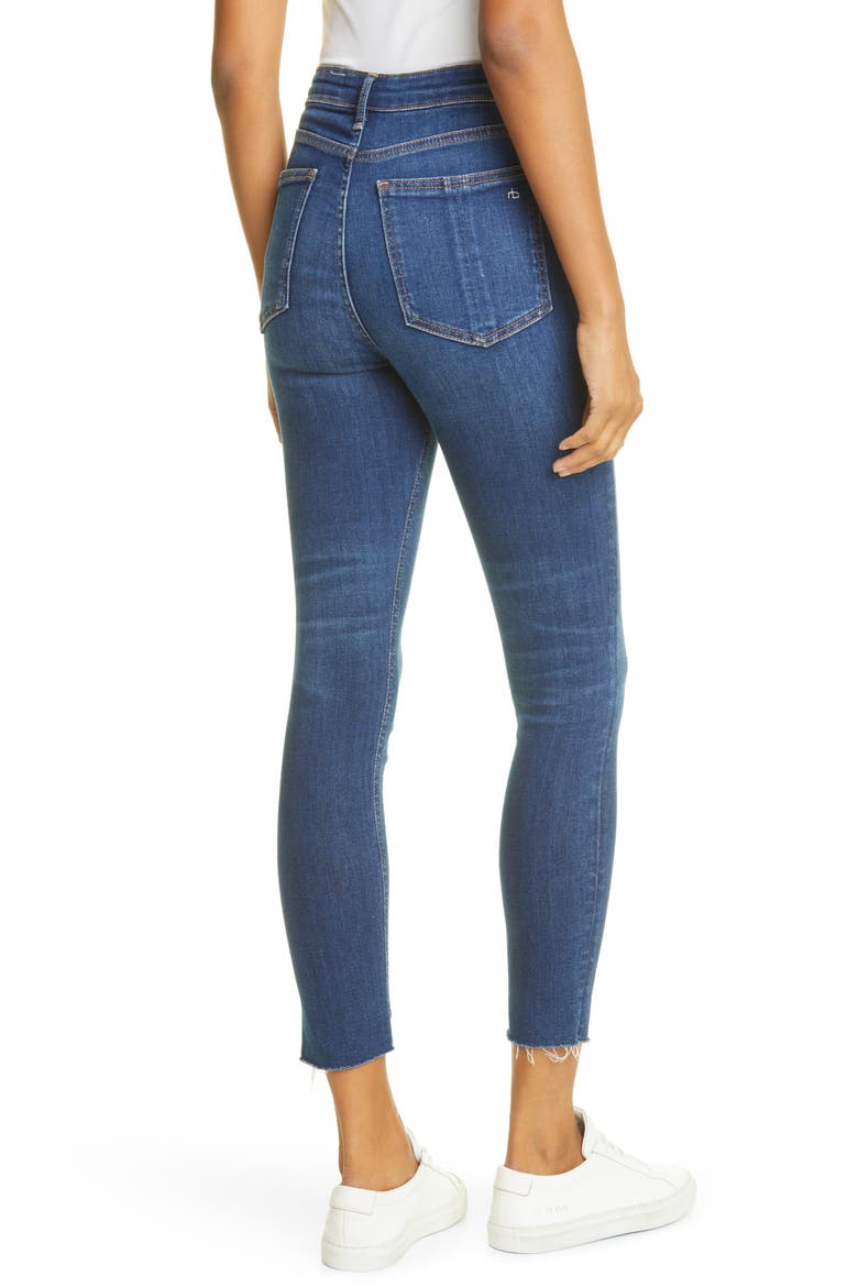Nina High Waist Raw Hem Ankle Skinny Jeans, Alternate, color, JASPER