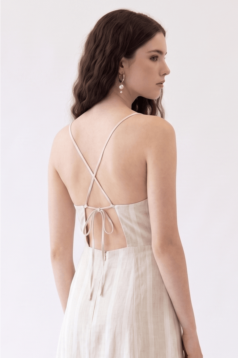 Filomena Dress, Alternate, color, Stripe Beige