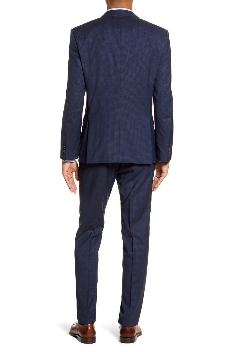 Huge/Genius Trim Fit Check Wool Suit, Alternate, color, NAVY