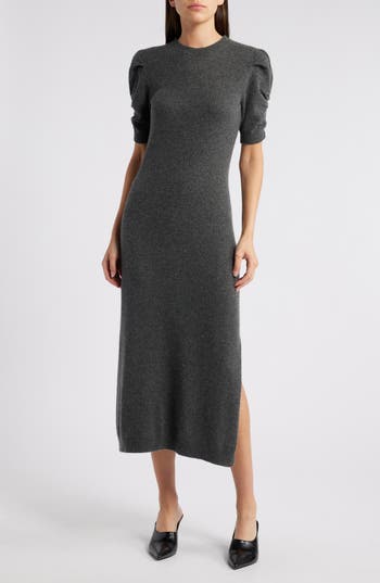 Frame Cashmere Ruched-sleeve Dress