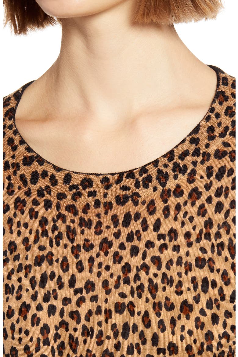 Leopard Print Merino Wool Sweater (Nordstrom Exclusive), Alternate, color, CAMEL MOD LEOPARD