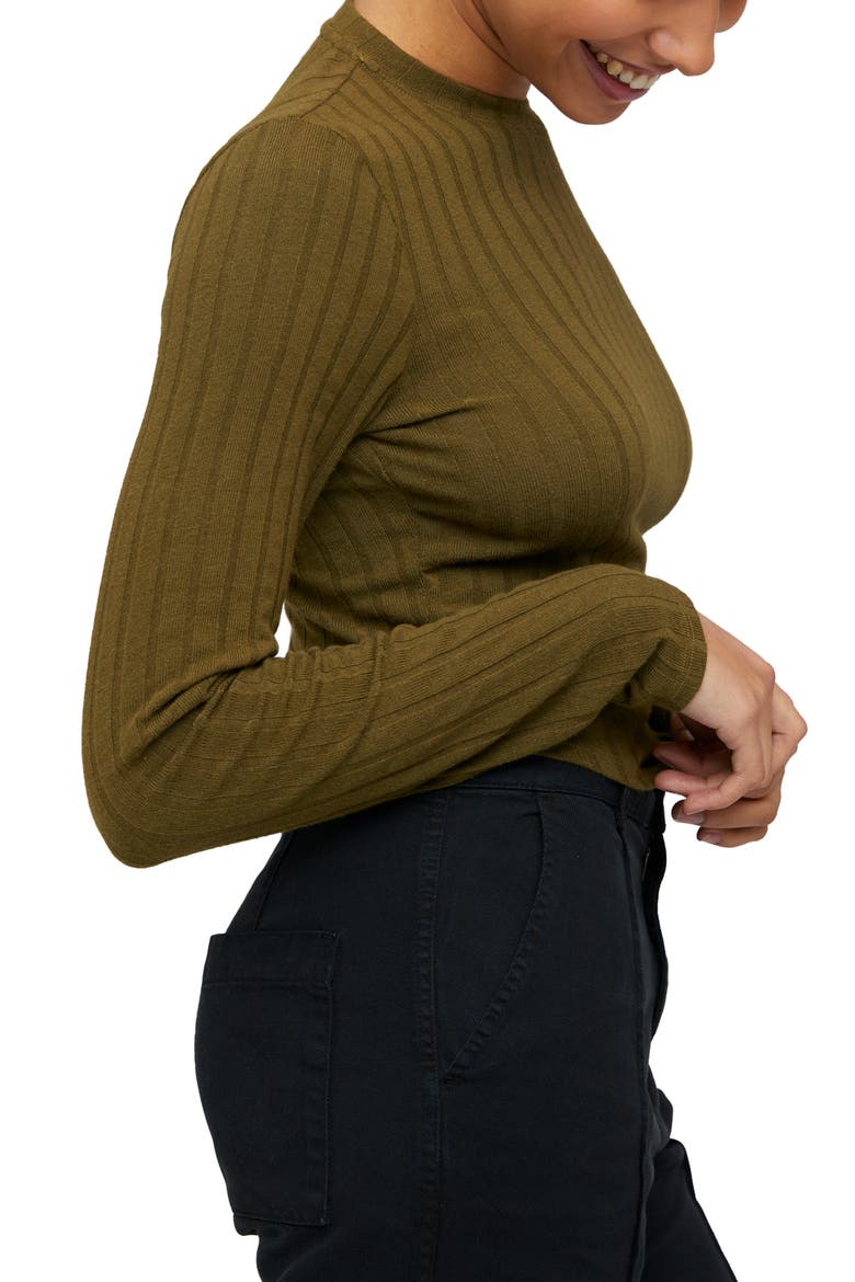 Long Sleeve Crop Rib Top, Alternate, color, DEEP ROSEMARY