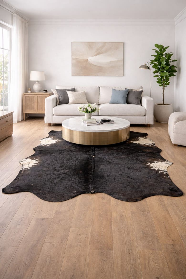 Eco Hides Heritage Tricolor Cowhide Rug 8'5" x 7'0", Alternate, color, Black/Brown/White
