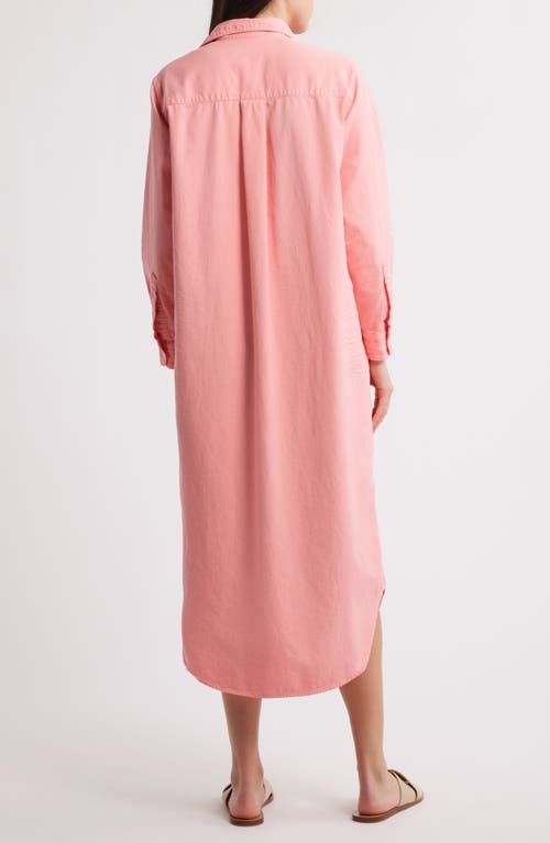 Frank & Eileen Rory Long Sleeve Denim Maxi Shirtdress In Orange