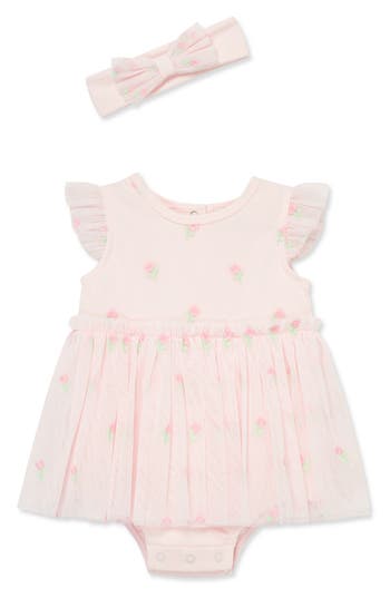 Shop Little Me Flowers Popover Skirted Bodysuit & Headband Set