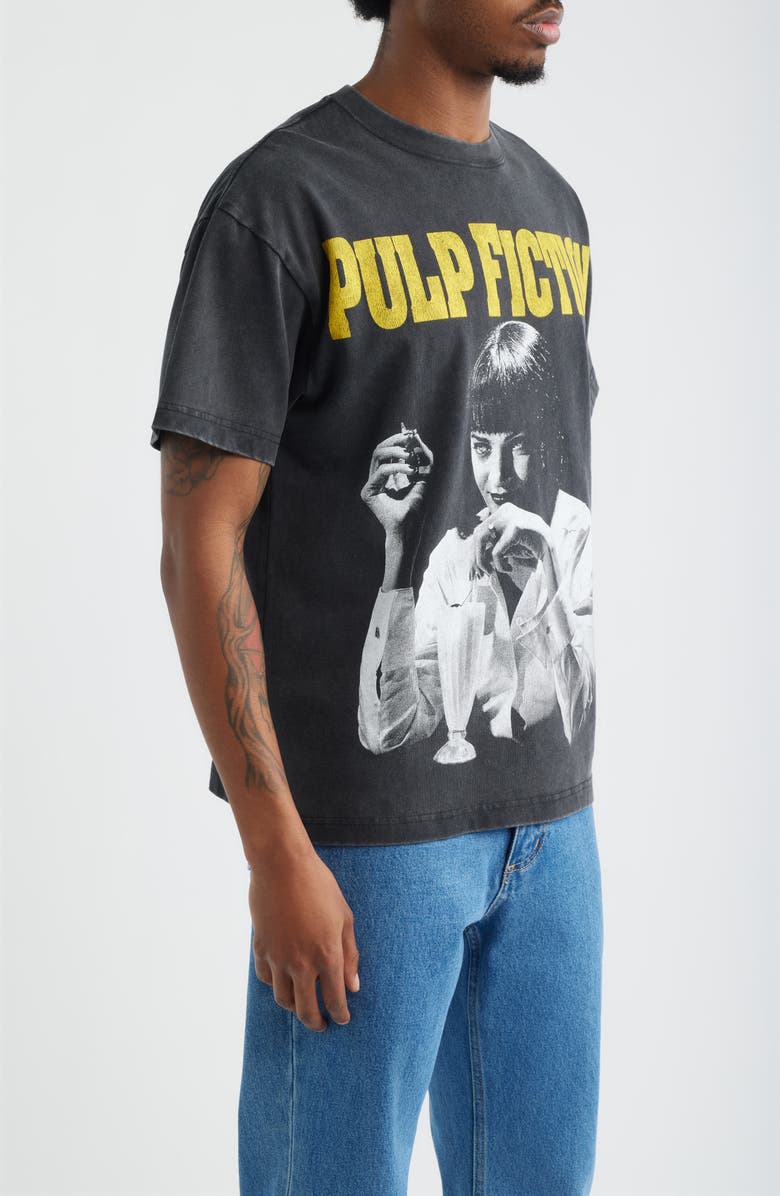 ID Supply Co Pulp Fiction Milkshake Graphic Cotton T-Shirt, Alternate, color, Washed Black