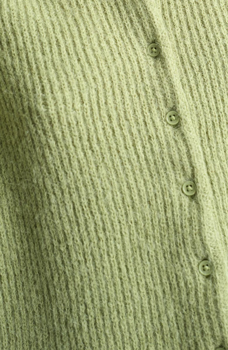 Topshop Relaxed Rib Cardigan, Alternate, color, Medium Green
