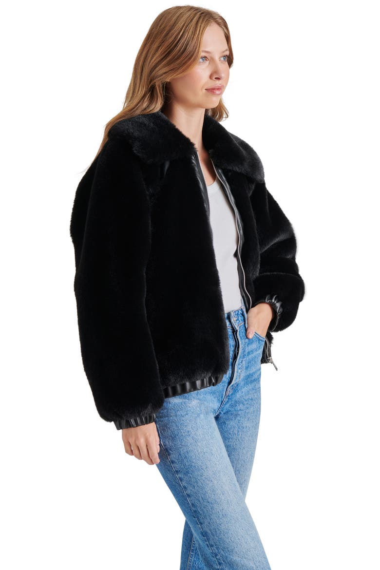 Zephrine Faux Fur Jacket, Alternate, color, BLACK