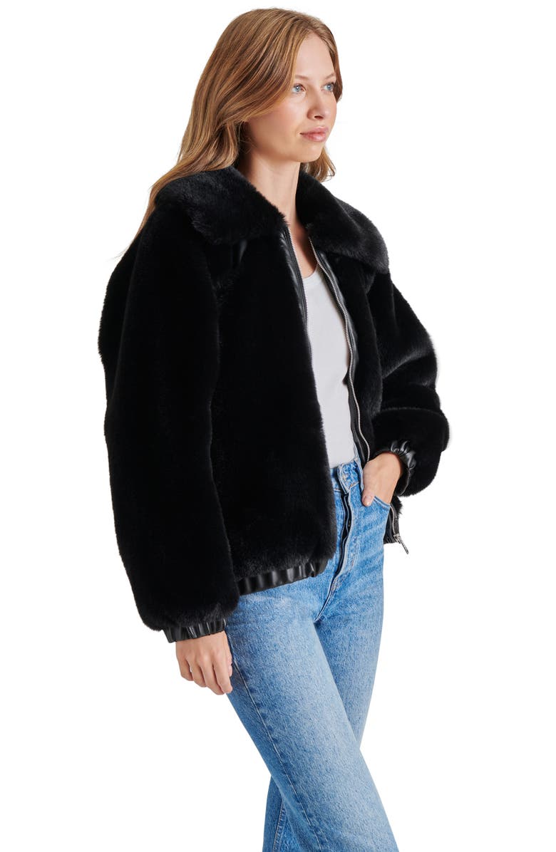 Steve Madden Zephrine Faux Fur Jacket, Alternate, color, Black