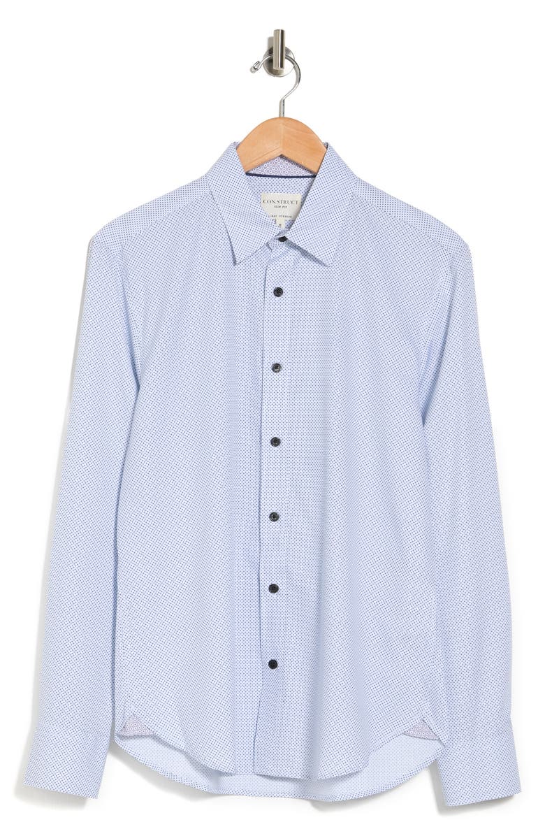 CONSTRUCT Slim Fit Micro Dot 4-Way Stretch Performance Button-Up Shirt, Alternate, color, White