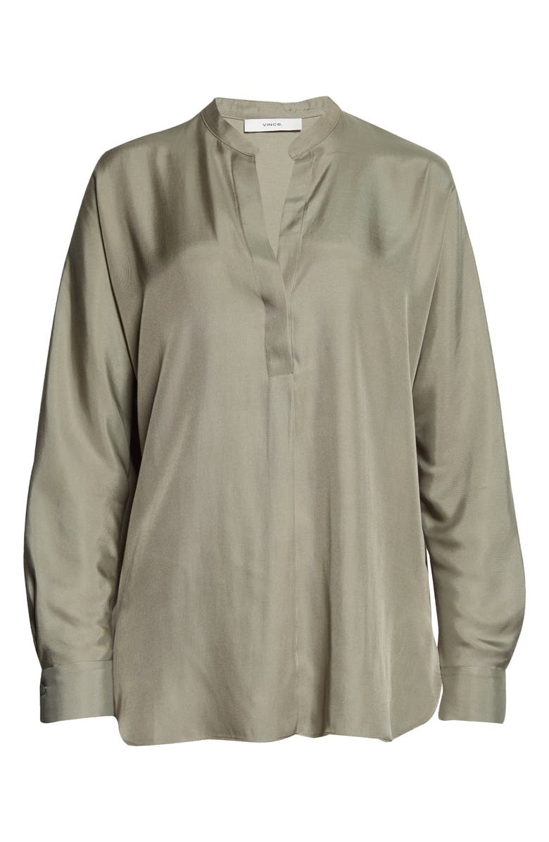 Vince Split Neck Silk Blend Tunic, Alternate, color, 