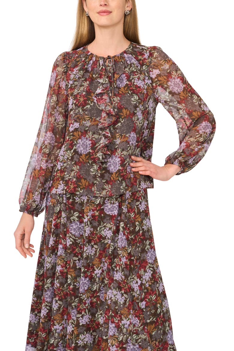 Print Maxi Skirt, Alternate, color, SADDLE BROWN