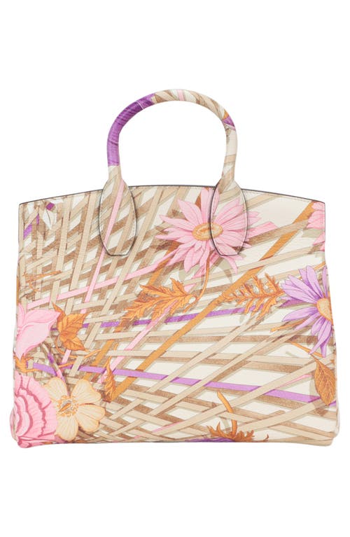 Ferragamo Gancini Print Leather Tote Bag In Multi